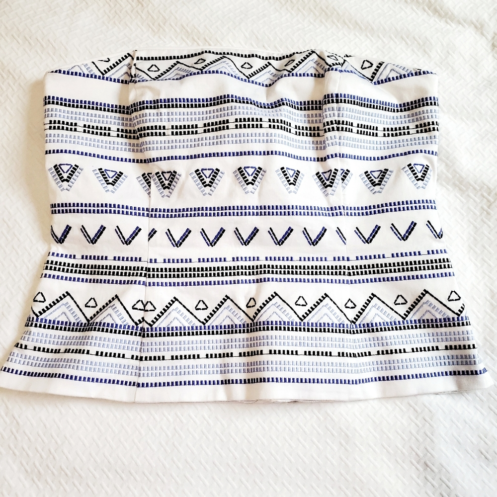White House Black Market Corset Top White Blue